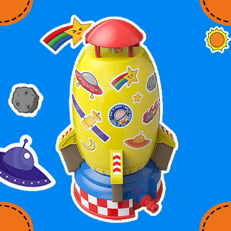 Outdoor water pressure rocket launcher toy for children's garden play with plastic construction