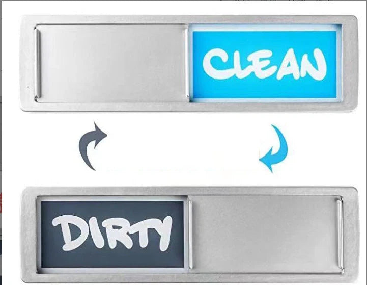 Dishwasher status label with clean and dirty indicators, magnetic and adhesive options