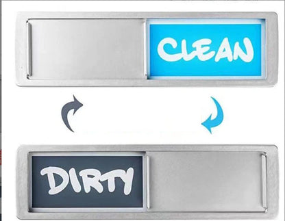 Dishwasher status label with clean and dirty indicators, magnetic and adhesive options