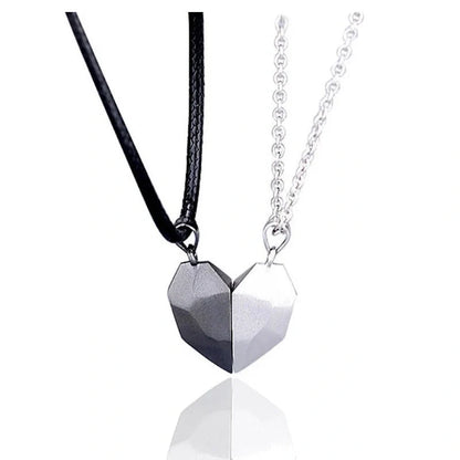 Elegant magnetic couple heart pendant necklace in various colors, featuring a unique magnetic design and premium gold-plated materials