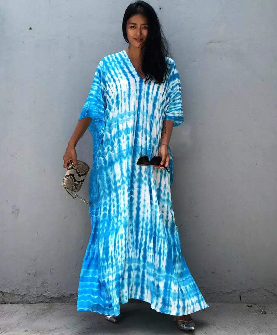 Cotton Beach Cover-up Robe Dress in various colors, perfect for beach or poolside lounging.