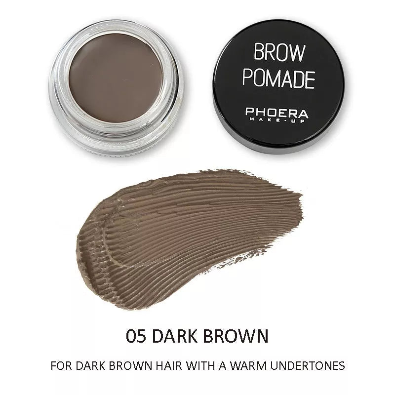 Phoera Eyebrow Cream with 6 shades and double-head brush for natural-looking eyebrows