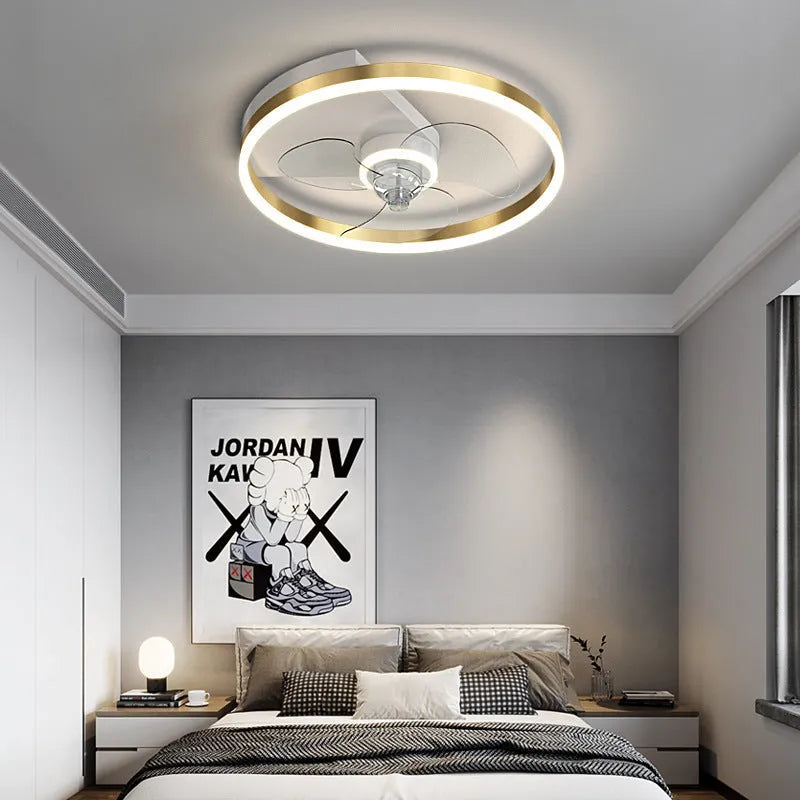 Landi modern Nordic-style LED ceiling lamp with fan for children's rooms, iron construction