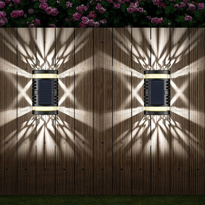 Solar-powered outdoor wall light with waterproof ABS housing measuring 90x60x151mm