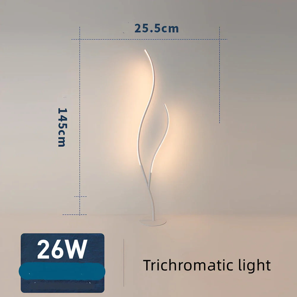 Fashion Twig artistic floor lamp with extended horizontal arm and modern aluminium design