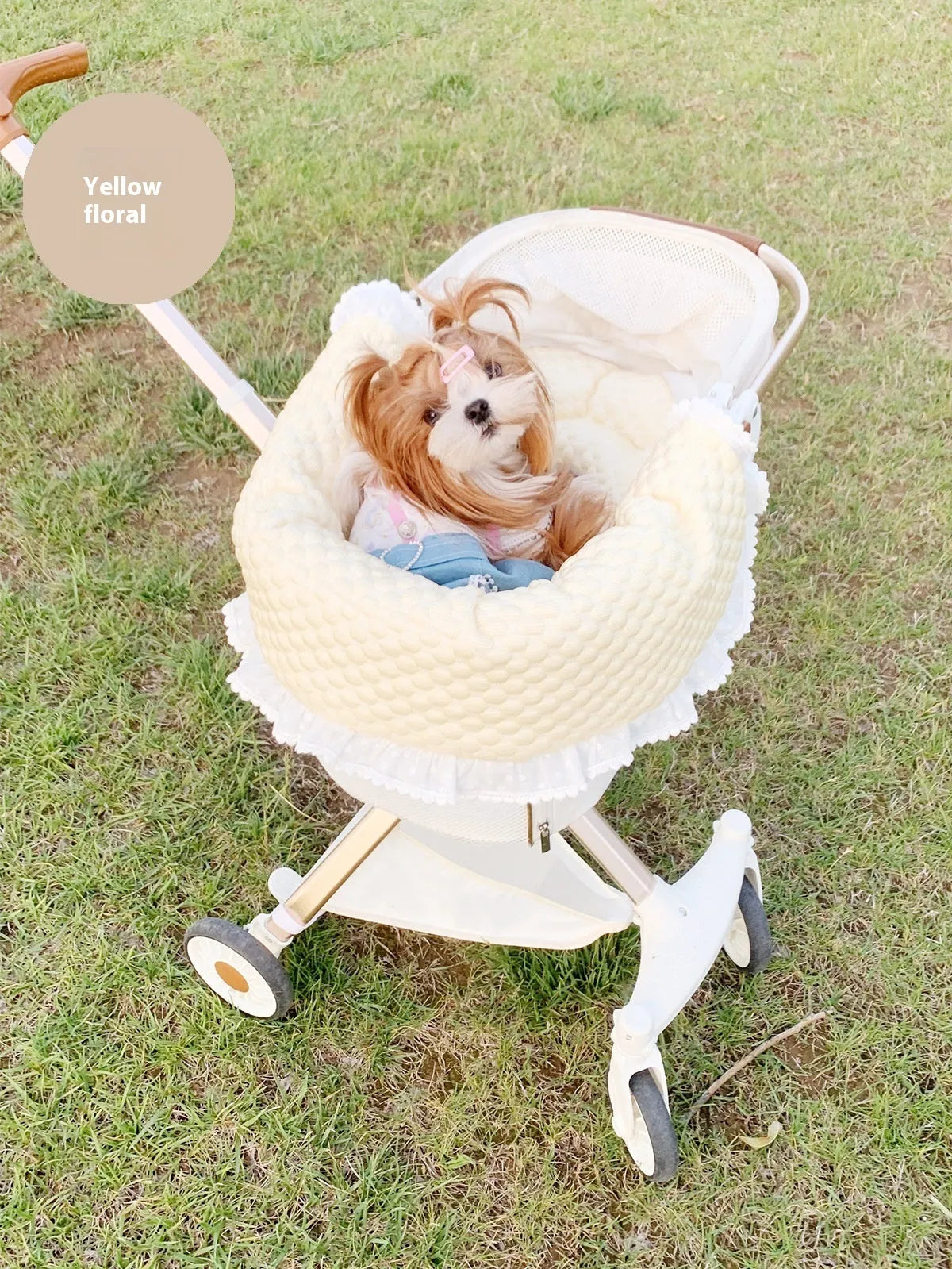 Pet stroller anti-dirty towel cushion pillow three-piece set in pure cotton, showing removable pads for cats and dogs