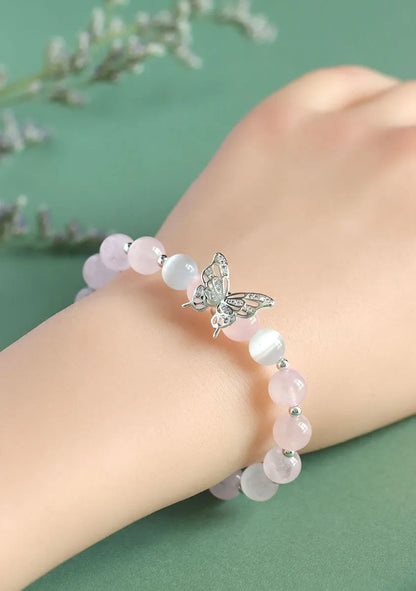 Women's handmade crystal bracelet with princess bow design and butterfly colour options