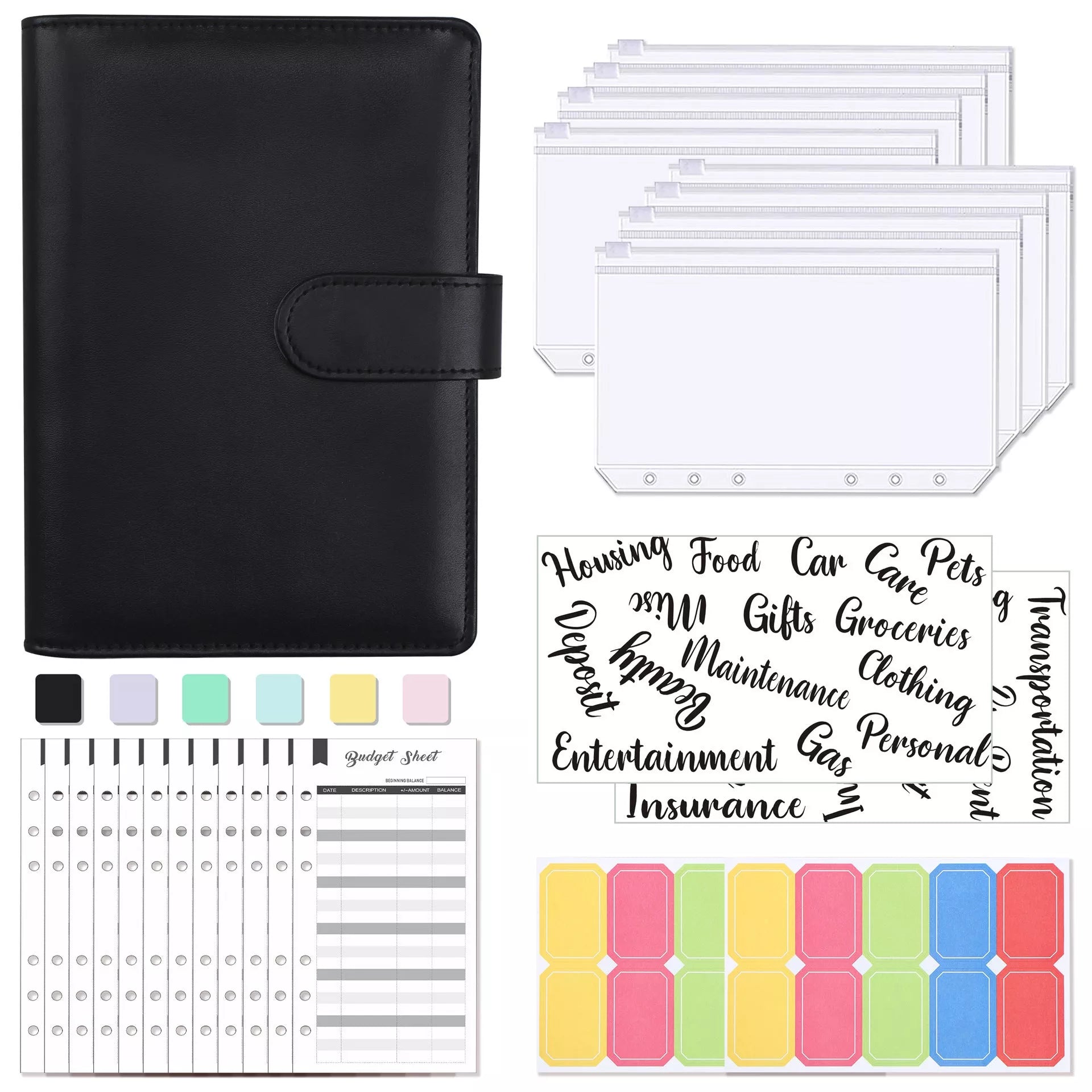 A6 Clip Notebook with imitation leather cover in various colors