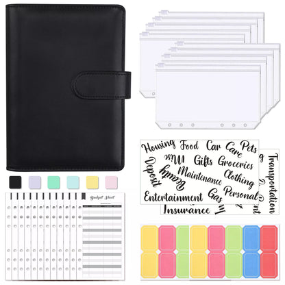 A6 Clip Notebook with imitation leather cover in various colors