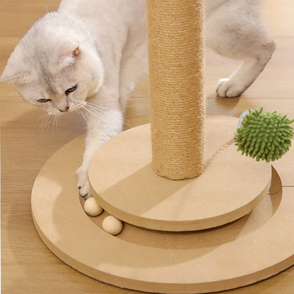 Vertical cat climbing frame with hemp rope wrapping and canna chamfering grab column