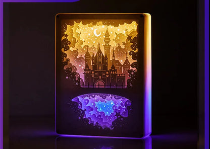 Bedside night light with three-dimensional paper carving design and USB power cable