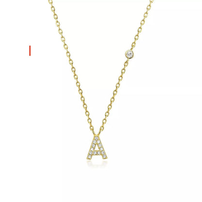 Custom Initial Necklace with sparkling CZ pendant, available in gold or silver finish