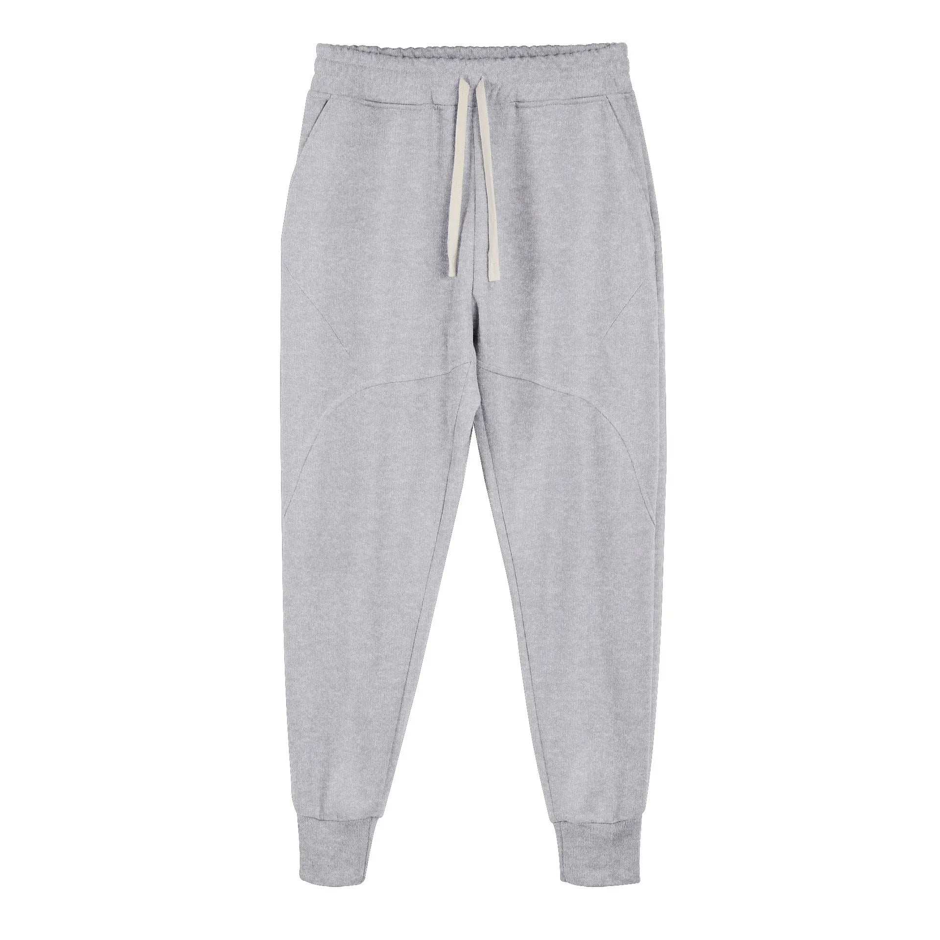 Men's casual trousers with drawstring ankle ties in polyester cotton fabric