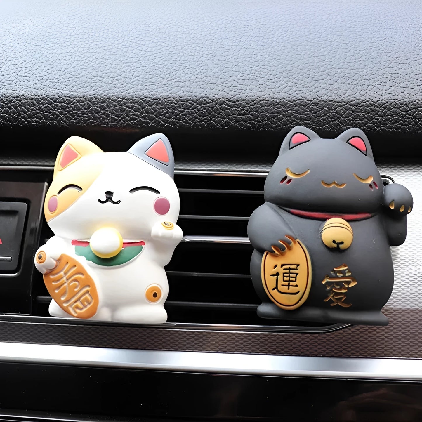 Resin cat-shaped car vent clip holding aromatherapy cotton for vehicle odour control