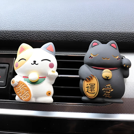 Resin cat-shaped car vent clip holding aromatherapy cotton for vehicle odour control