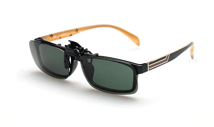 Myopia sunglasses clip fitting over prescription glasses with night vision lens option for driving