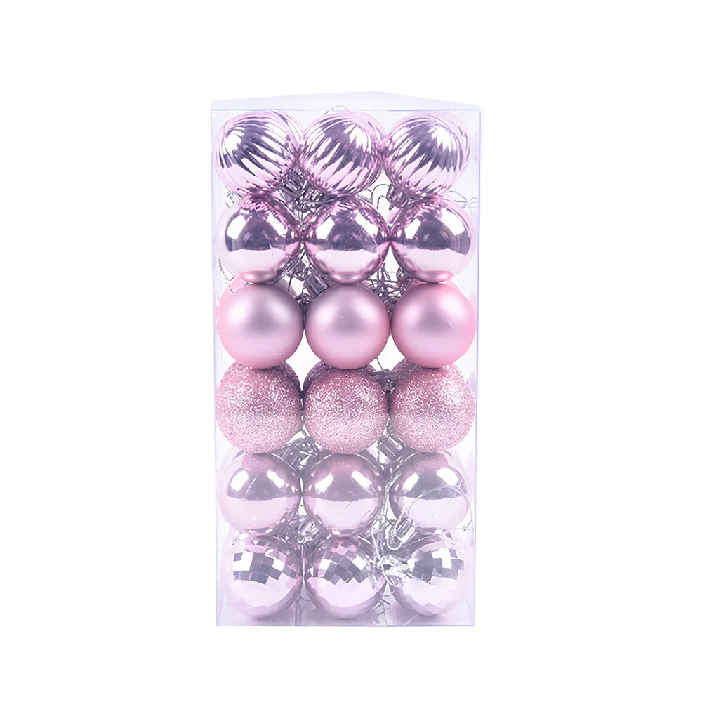 36 Christmas decoration balls in 16 colours with 4cm diameter spherical design