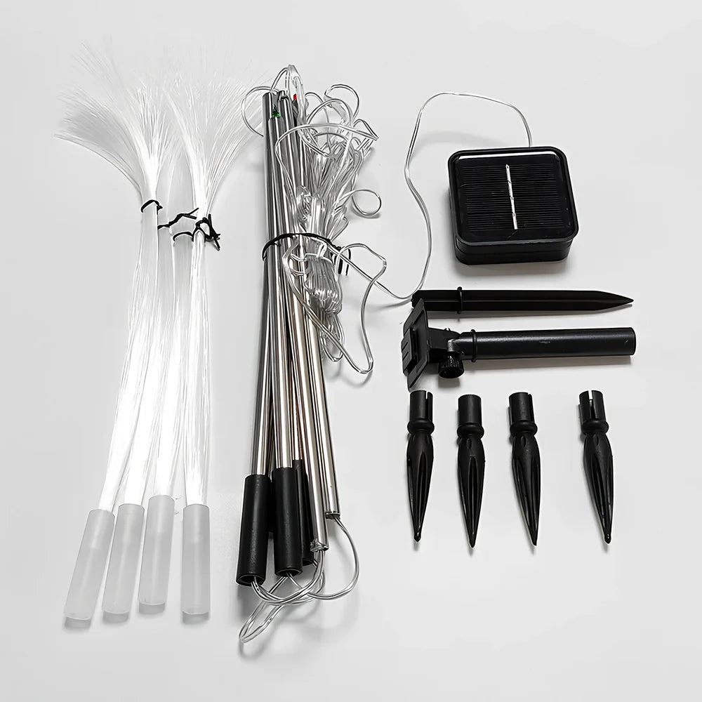 Solar fiber LED jellyfish ground light with optical fiber shell and remote control for garden decoration