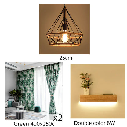 Industrial-style retro chandelier with rustic twine details and adjustable height mechanism up to 1 metre