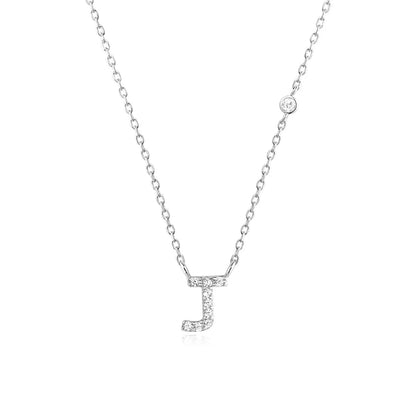 Custom Initial Necklace with sparkling CZ pendant, available in gold or silver finish