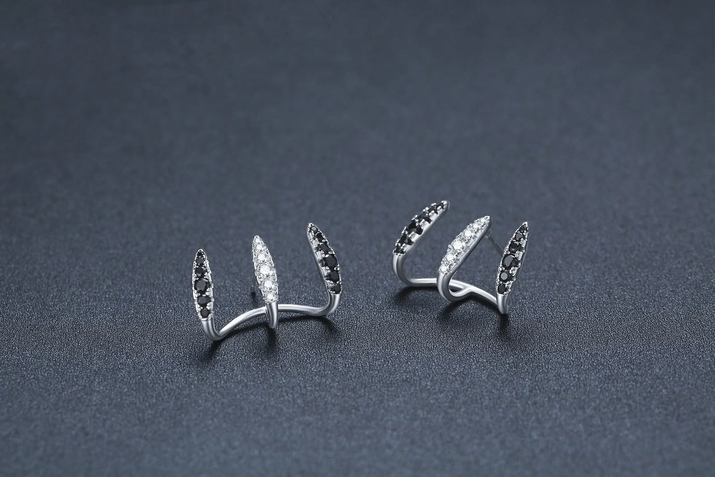 Elegant copper three-claw zircon earrings for women with geometric design
