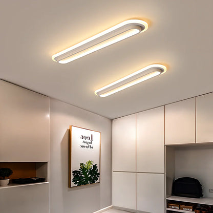 Rectangular ceramic LED ceiling light with iron body in black or white finish, dimensions 480-1000mm x 150mm x 50mm