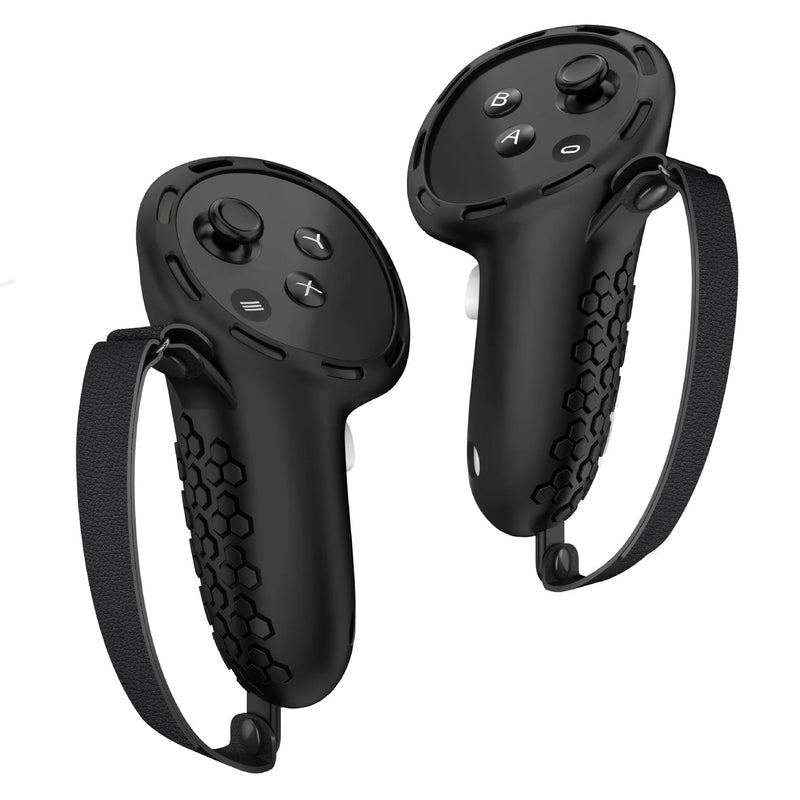 VR silicone handle protective sleeve anti-skid wrist strap accessories for Meta Quest 3 headset controller covers in black grey white Starlight transparent sapphire blue orange colour options