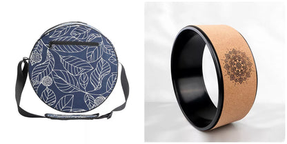 Cork Rubber Yoga Wheel with mandala flower design for enhanced grip and flexibility