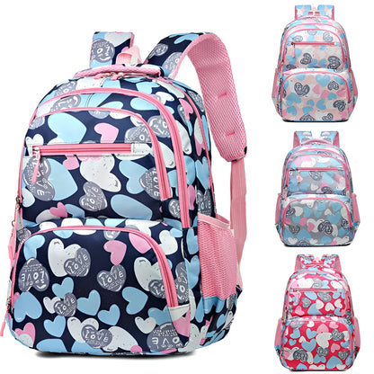 Student schoolbag with air pillow belt in blue, grey, pink, or rose red, made from Oxford cloth for burden reduction.