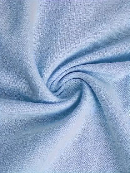 Men's solid navy blue long sleeve stand collar shirt for casual wear