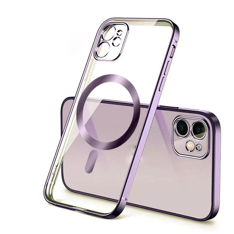 Electroplated protective cover for magnetic phone cases in black, blue, gold, purple and silver colours