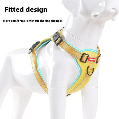 Dog chest harness traction rope in six colours with adjustable sizing for walking control