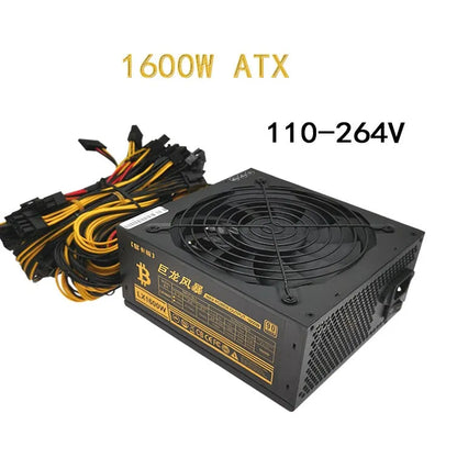 Black server power supply unit with multiple connection interfaces for AMD processor systems