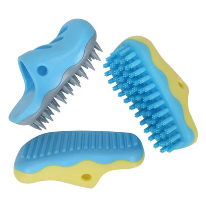 TPR pet bath massage cleaning brush for dogs in blue and yellow colour options