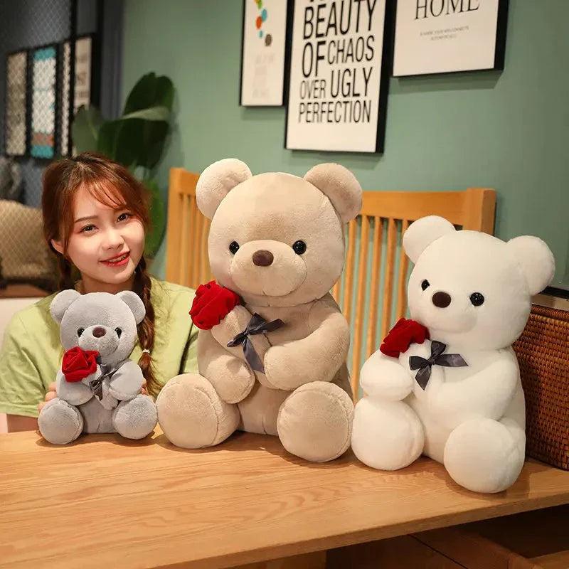 Soft, plush teddy bear-shaped pillow in brown, beige, and grey colors, perfect for cuddling and relaxation