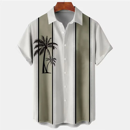 Men's short-sleeved Hawaiian shirt with 3D printed pattern, available in multiple colours and sizes including plus sizes.