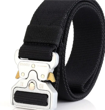 125cm nylon tactical belt with aluminium alloy buckle in black, brown, or green