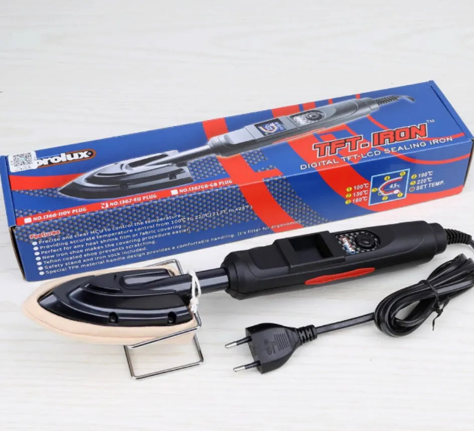 Electronic temperature control iron for skin model heat styling with cotton cover and heat-resistant bracket