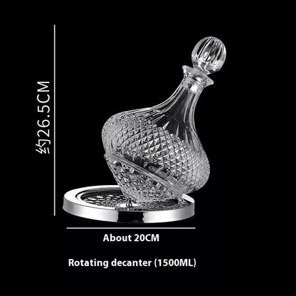 Gold Crystal Rotating Gyro Wine Decanter with 1.5L capacity and 360° rotating design