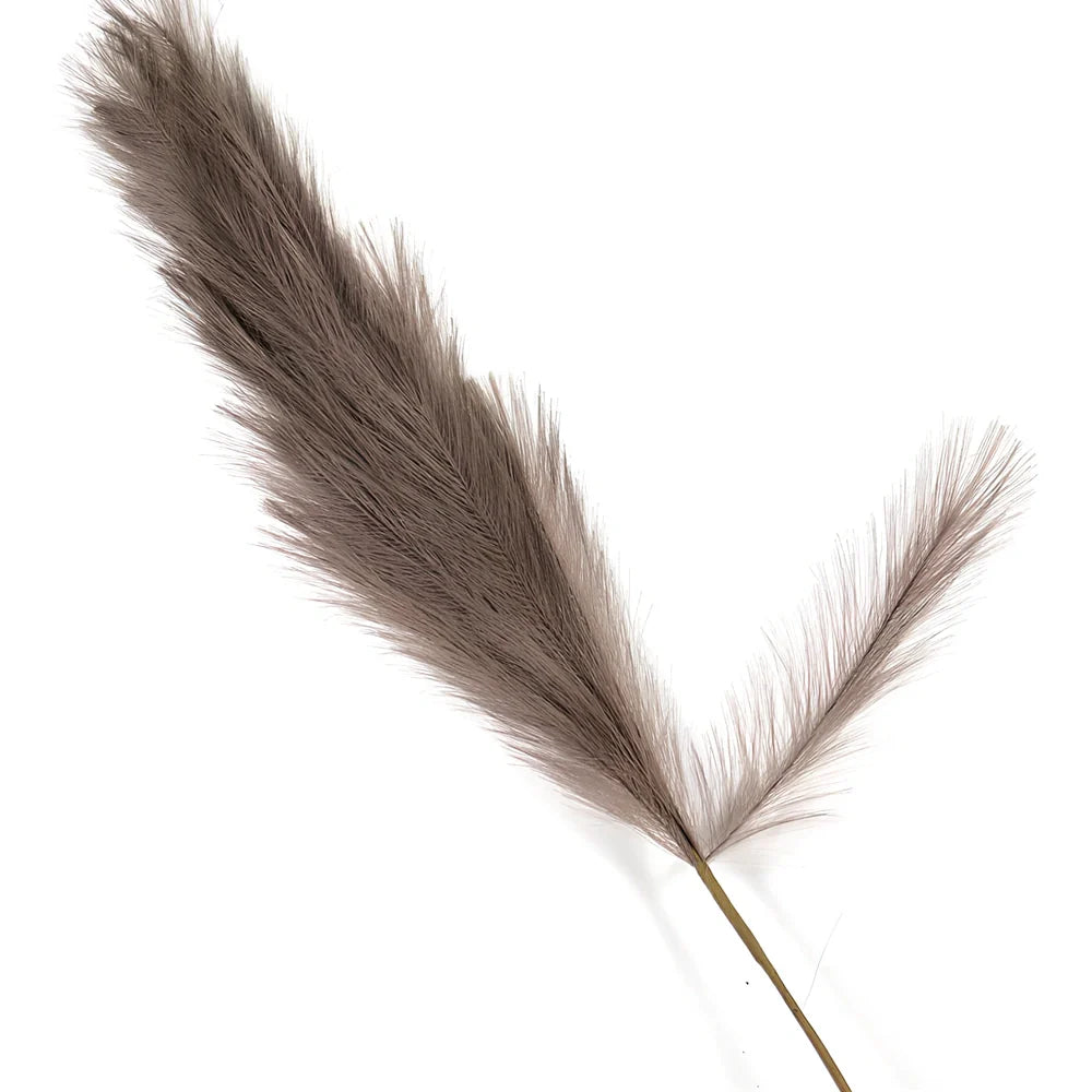 110cm long pampas simulation reed grass with 18 forks in dark grey colour, measuring 76cm hair length