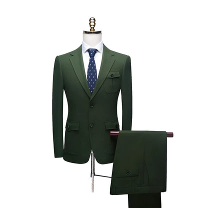Green velvet business casual suit men's blazer coat light business style polyester nylon four-season