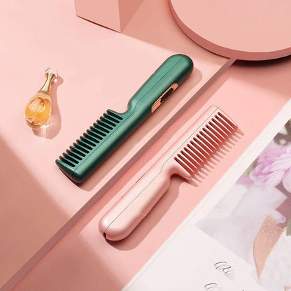 Wireless hair straightening comb with integrated styling features for salon-quality results at home