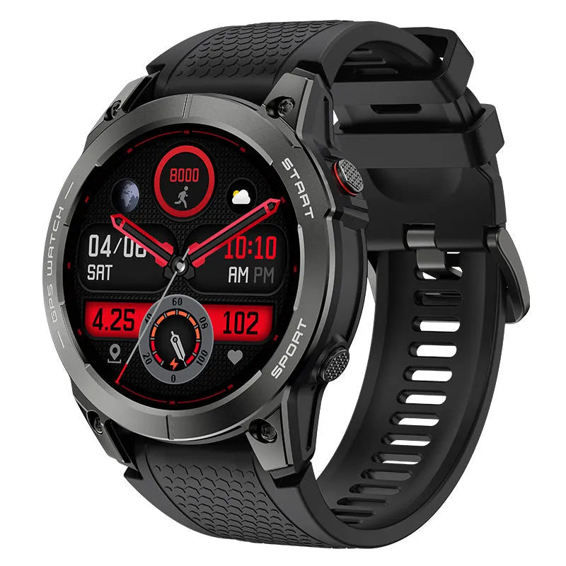 S53 Outdoor GPS Sports Smart Watch in black or orange with 1.43 inch touch screen and silicone strap