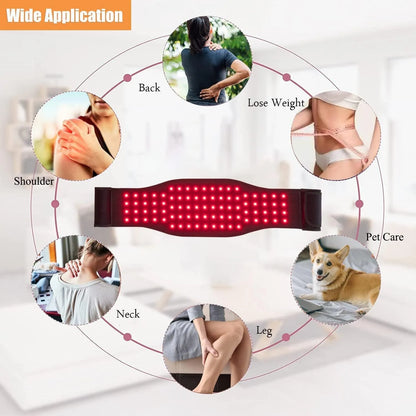 Black adjustable infrared physical therapy belt for waist pain relief with 12V heat output