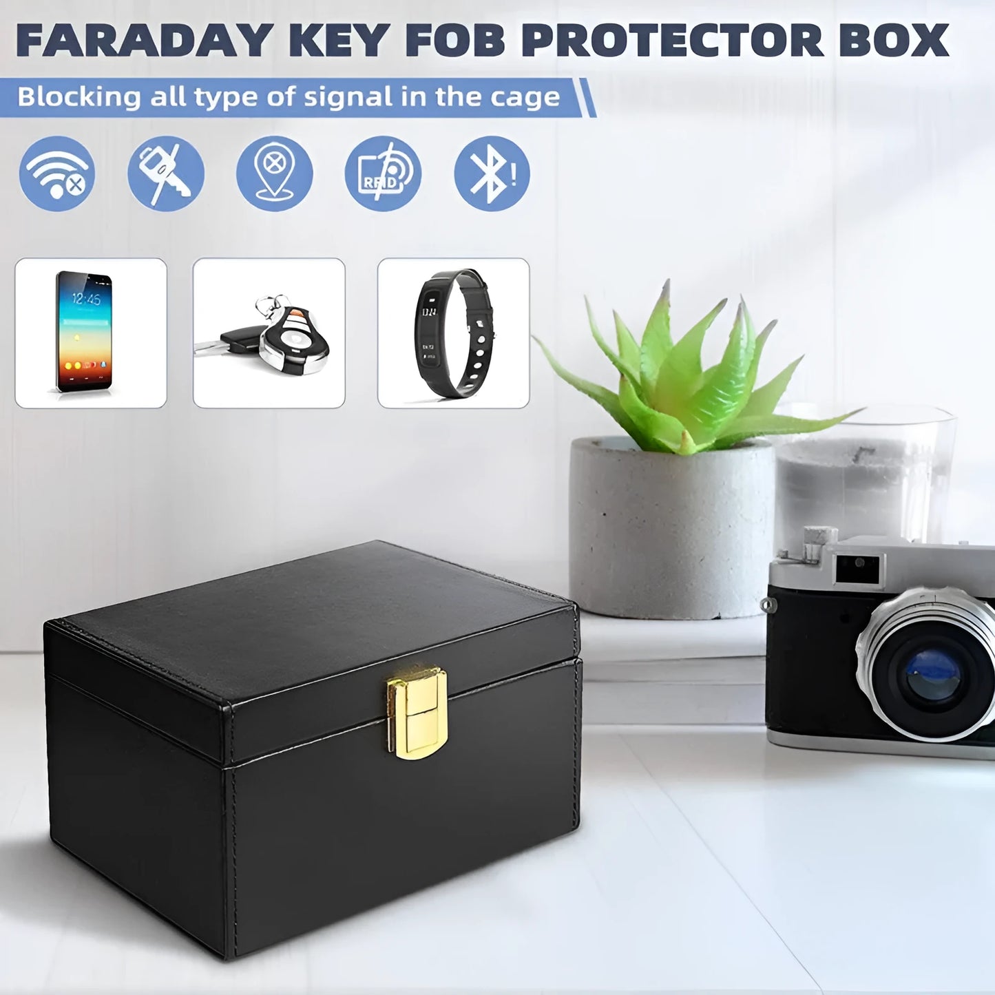 Carbon fibre anti-theft shielding box set with RFID blocking key cases for card protection