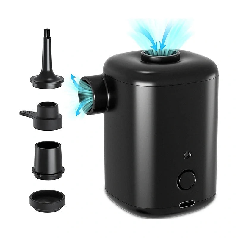 Mini electric inflator with USB charging port and LED display for outdoor and home use