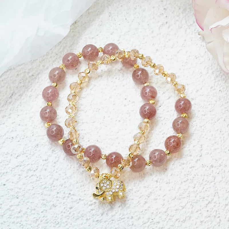 Women's retro bracelet with colour hair crystal beads and ethnic styling elements