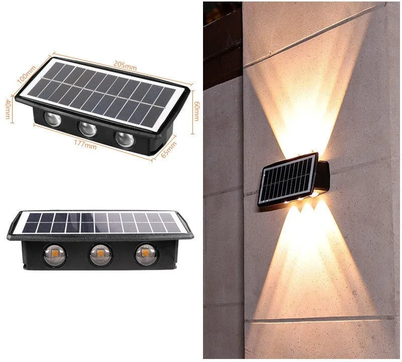 Solar outdoor wall light with 4 LED beads, ABS PC body, white warm yellow colour light options