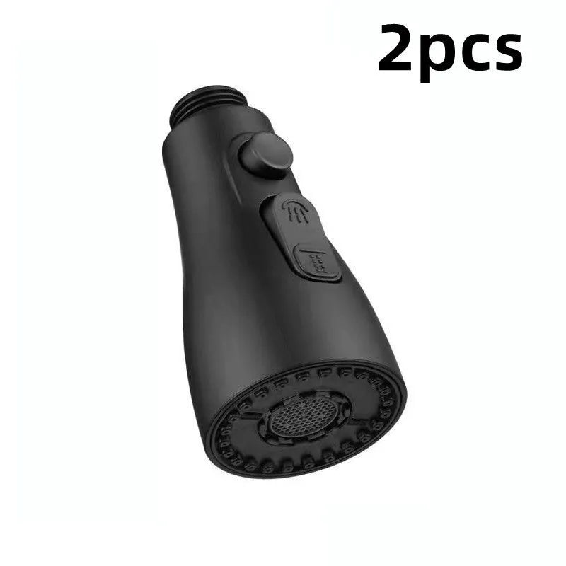 Universal pressurised kitchen faucet sprayer with 360-degree rotating head in matte black finish