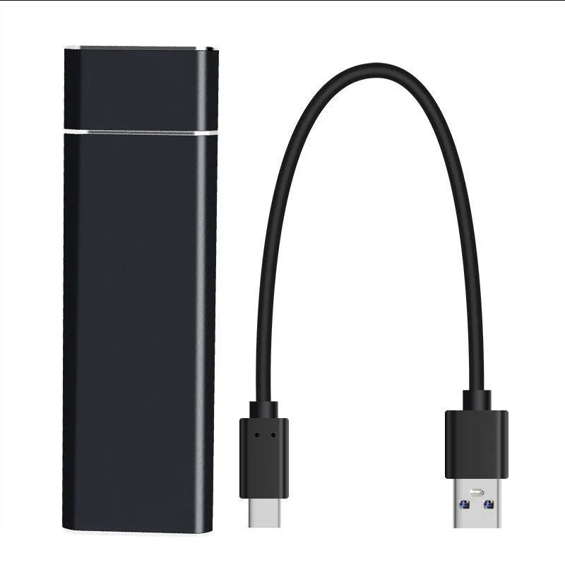 Sapphire blue portable solid state hard drive with metal case measuring 10.3cm